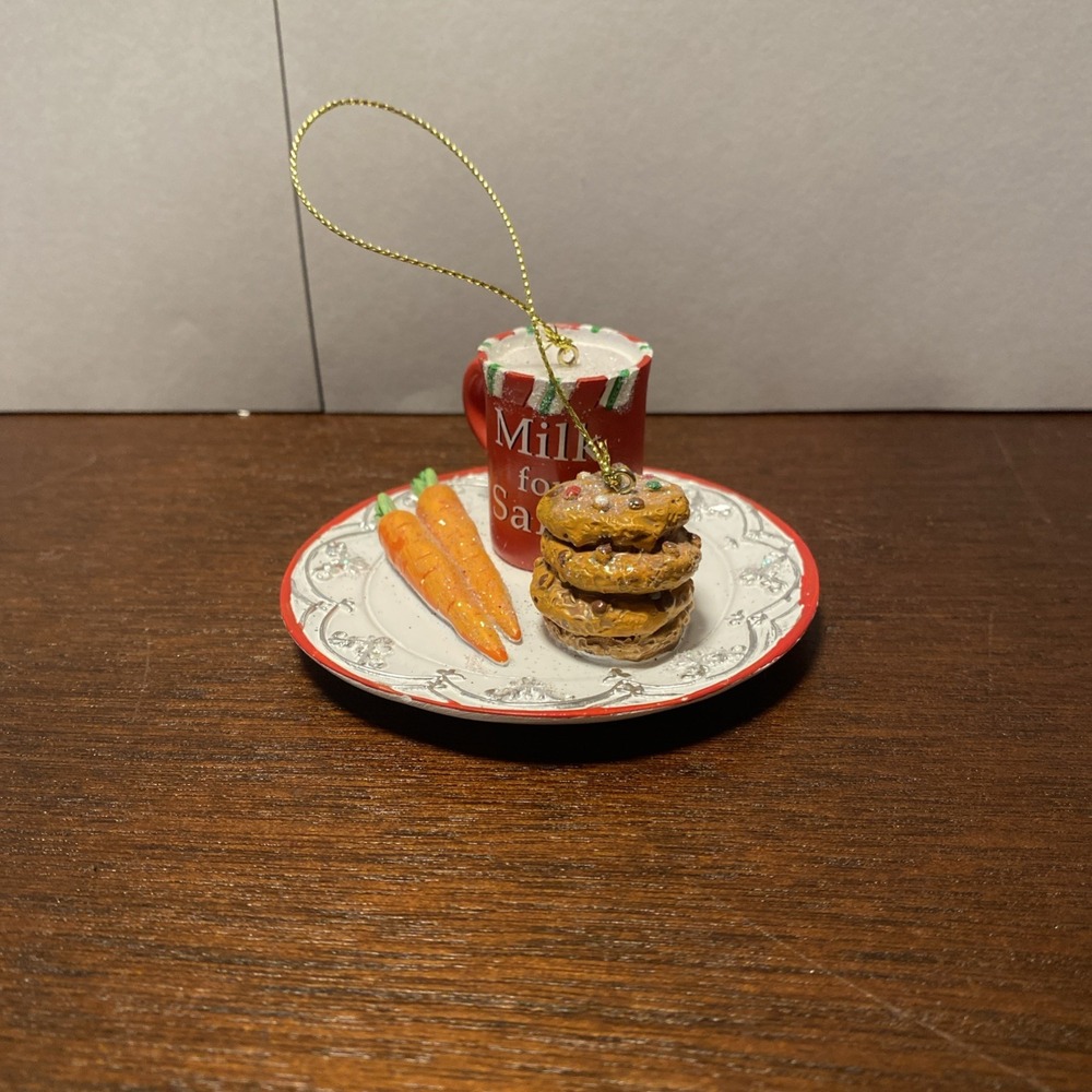 Milk And Cookies Christmas Ornament. Carrots. 3-4in Ornament. Milk For‎ Santa - Picture 2 of 4